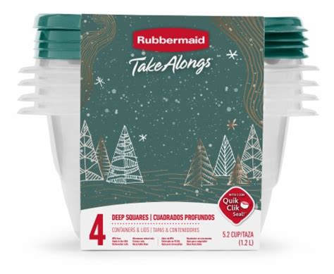 Rubbermaid Take Along Holiday Deep Square Containers With Blue Spruce