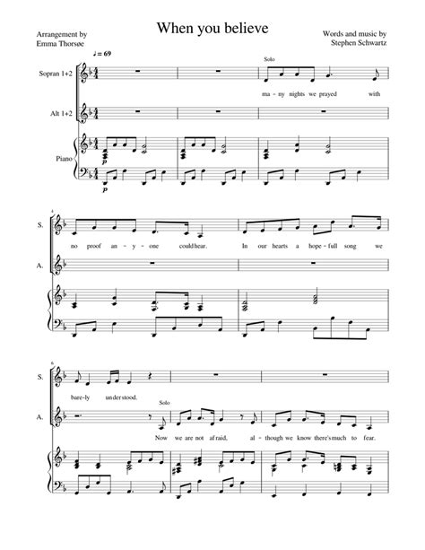 When You Believe Piano Sheet Music