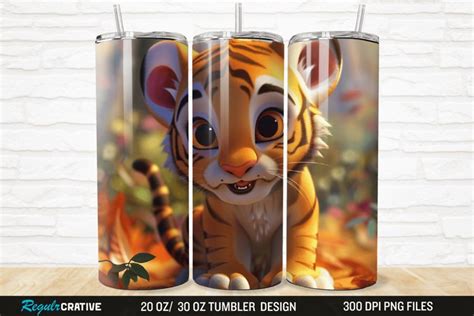 D Cartoon Baby Tiger Cub Oz Skinny Tumbler