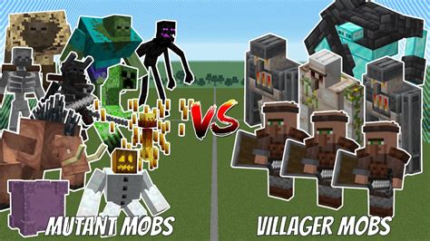 Mutant Mobs Team Vs Villager Mobs Team Minecraft Mob Battle Youtube