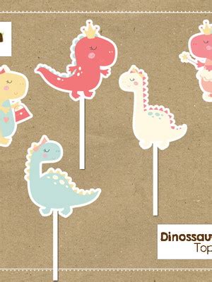 Toppers para docinhos dinossauro menina para impressão Compre