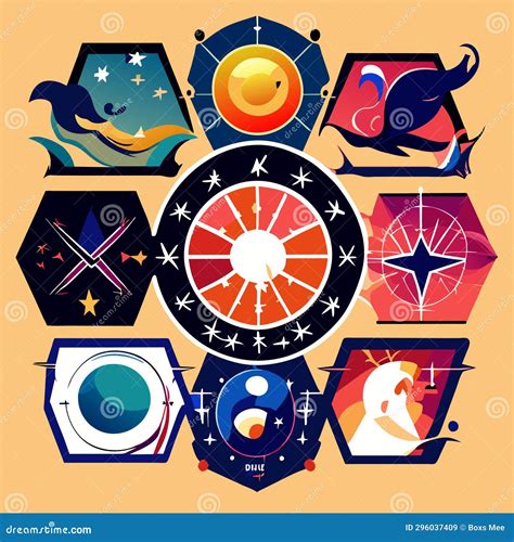 Set of Astrological Symbols. Vector Illustration in Flat Style Stock Image - Image of symbols ...