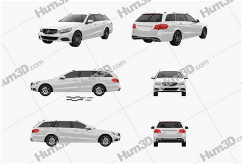 Mercedes Benz E Class Estate S212 2016 Blueprint Template