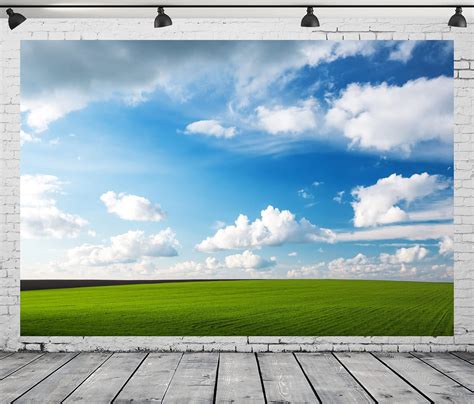 Amazon Corfoto X Ft Fabric Meadow Blue Sky Clouds Backdrop Green