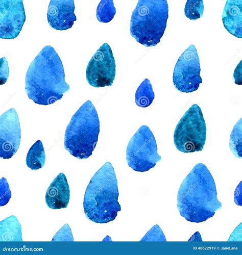 Watercolor Seamless Pattern With Rain Drops Stock Vector Illustration