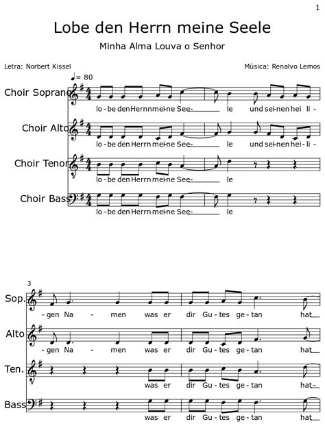 Lobe Den Herrn Meine Seele Sheet Music For Choir Tenor