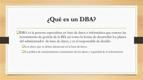 Funciones De Un Dba PPT