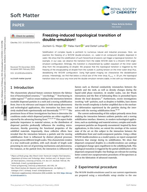 Pdf Freezing Induced Topological Transition Of Double Emulsion