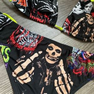 Strappy Bikini Set Punk Rock Bikini Swimsuit Beachwear Custom Bikini Poolside Swimwear Horror