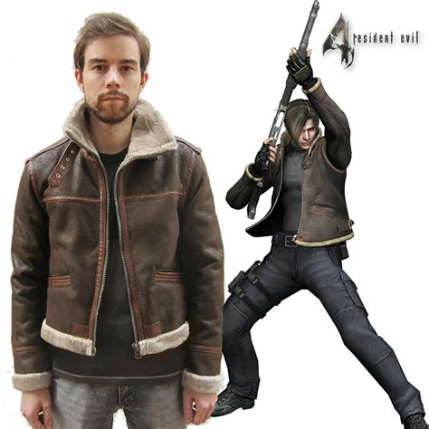 Resident Evil 4 Leon Kennedy Jacket Coat Brown Cosplay Costume