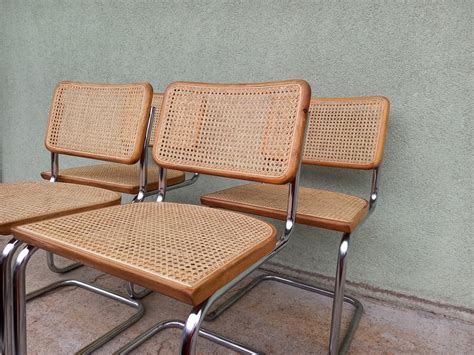 Set Of 4 Restored Vintage CESCA Chairs By Marcel Breuer B32 Chair Mid