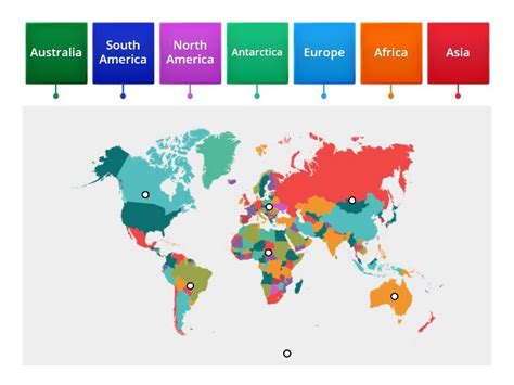 World map - Continents - Labelled diagram