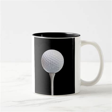 Golf Ball And Tee On Black Customized Two Tone Coffee Mug Zazzle