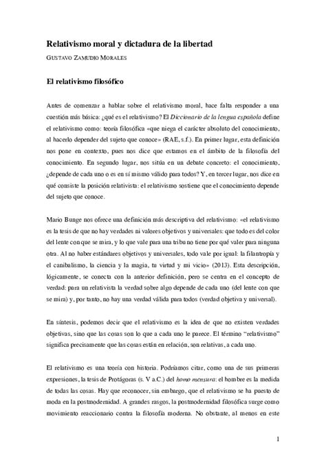 Pdf Relativismo Moral Y Dictadura De La Libertad Moral Relativism