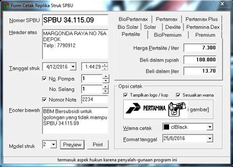 Software Cetak Struk Spbu Bocah Genius