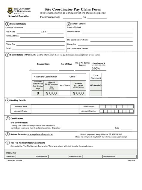 Fillable Online Education Uq Edu Supervising Teacher Pay Claim Form