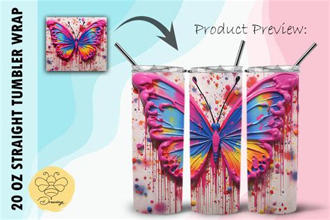 Butterfly D Pop Art Tumbler Wrap Graphic By Beedrawings