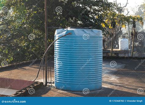 Blue water tank stock photo. Image of rust, plumbing - 172368782