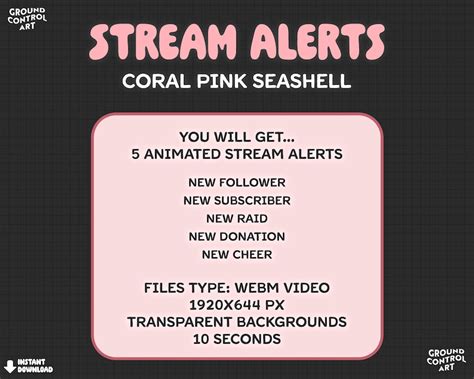 Pink Seashell Stream Alerts Animated Livestream New Follower Alert Twitch Sea Clam Shell Mermaid