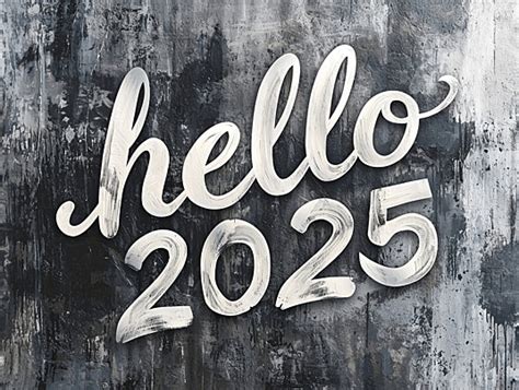 Hello 2025 Calligraphy Lettering Gray Background Hello 2025 Creative