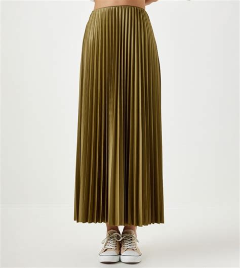 Buy Happiness Stanbul Elastic Waist Pleated Maxi Skirt In Green