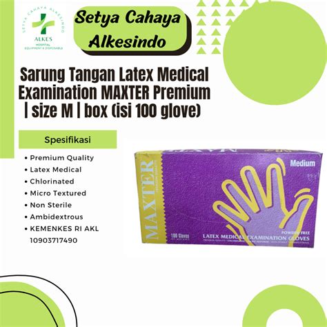 Jual Sarung Tangan Latex Medical Examination Maxter Premium Ukuran M