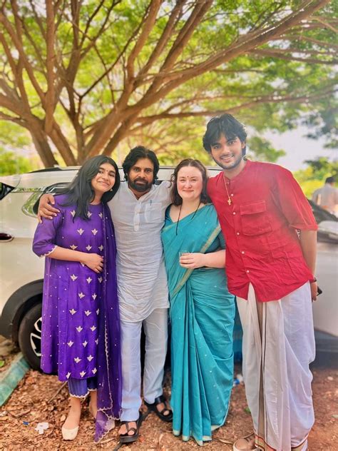 Deputy CM Pawan Kalyan With Anna Lezhneva Aadhya And Akira Nandan