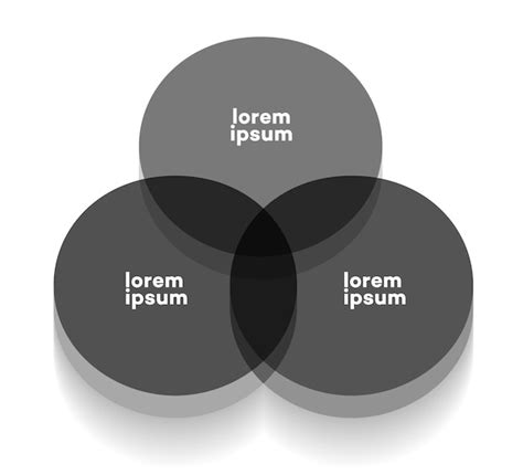 Plantilla de gráfico de diagrama de venn estilo de vidrio 3d de tres