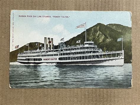 Postcard Ny Steamer Ship Robert Fulton Hudson River Day Line Boat New York Ebay