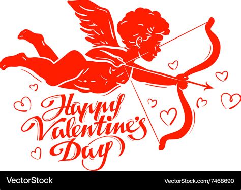 Happy Valentines Day Cupid Or Angel Royalty Free Vector