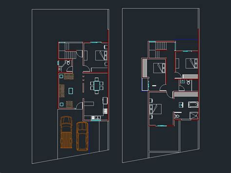 Casa Habitacional De Dos Niveles En DWG 131 06 KB Librería CAD