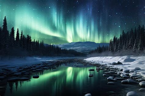 Premium Photo The Night Sky With Aurora And Northern Lights