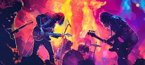 Premium Photo A Vibrant Digitallyrendered Illustration Of A Rock Band