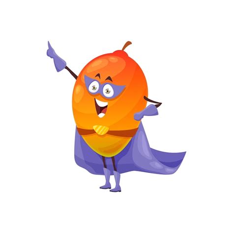 Premium Vector Cartoon Mango Fruit Superhero Funny Character