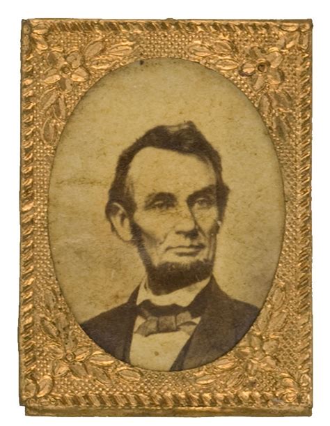 Hakes Lincoln 1864 Campaign Cardboard Photo In Brass Frame