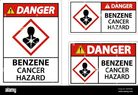 Danger Benzene Cancer Hazard Ghs Sign On White Background Stock Vector