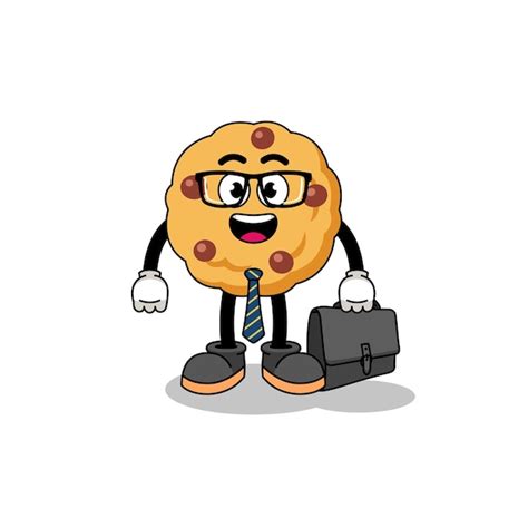 Premium Vector Chocolate Chip Cookie Mascot As A Businessman