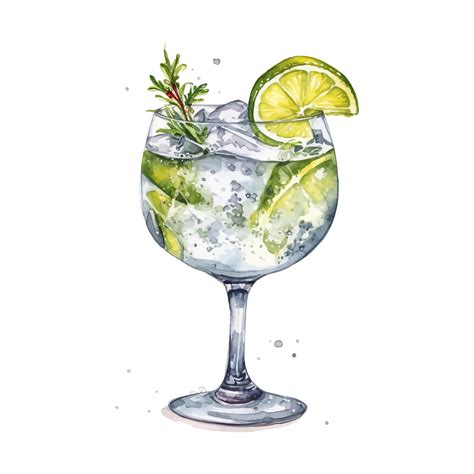 Premium Vector Gin Tonic Cocktail Watercolor Hand Drawn Illustration Drink Clipart