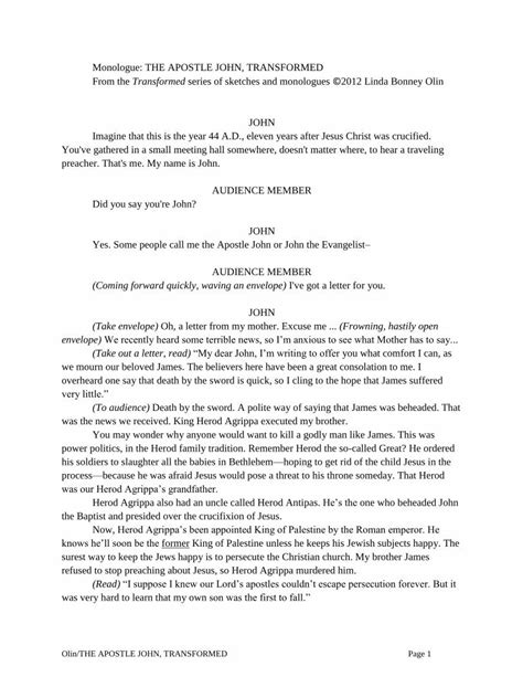 Pdf Monologue The Apostle John Transformed