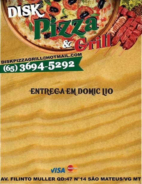 Menu em Disk Pizza e Grill pizzaria Várzea Grande Avenida Filinto