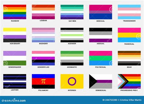 Lgbt Sexual Identity Pride Flags Collection Stock Vector Illustration Of Collection