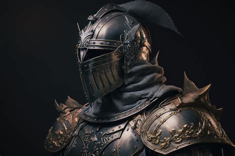 Premium AI Image | Medieval fantasy armor and helmet of walking knight ...