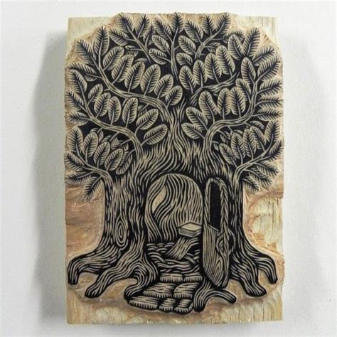 Woodcut Print Woodblock Print House Tree By By Tugboatprintshop Woodcut