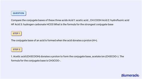 Solved Compare The Conjugate Bases Of These Three Acids Acid Acetic