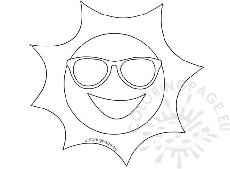 Happy Sun With Sunglasses illustration – Coloring Page