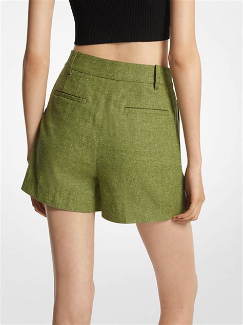 Linen Blend Pleated Shorts Michael Kors