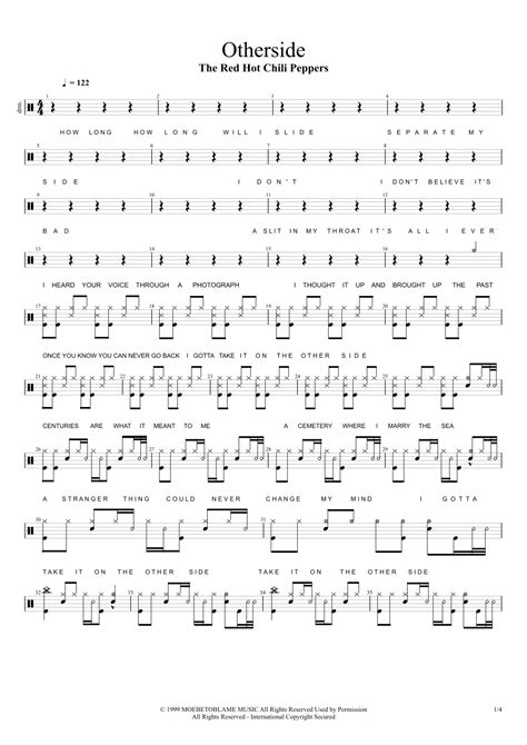 Otherside Arr Cyril Mayer Sheet Music Red Hot Chili Peppers Drums