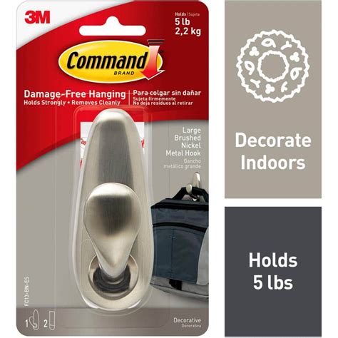 Command Forever Classic Large Metal Hooks Brushed Nickel Damage Free