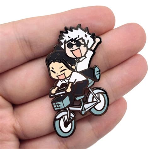 Anime Jujutsu Kaisen Satoru Gojo Geto Suguru By Bike Enamel Badge