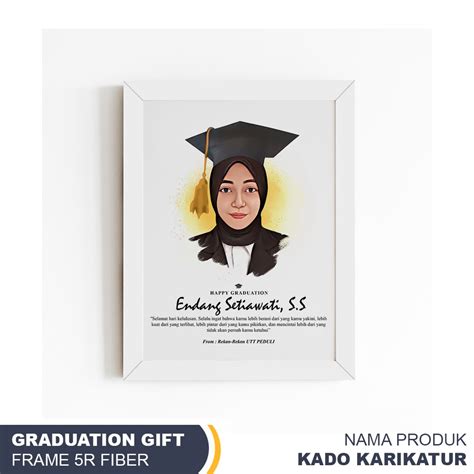 Jual 1 HARI JADI Kado Karikatur Vektor Wisuda Frame 5R Custom Hadiah